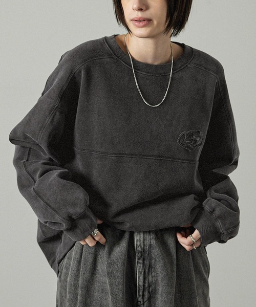 トレーナー スウェット 「Alfred Alex」ヴィンテージメイクデザイン ケミカルウォッシュダメージパッチロゴスウェット メンズ レディース | ブランド登録なし | 17