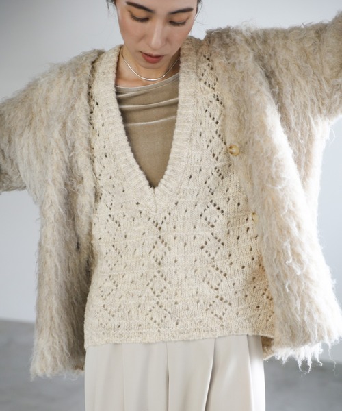 select MOCA（セレクトモカ） ニット セーター 柄編みメランジVネック