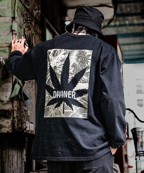 DIVINER tシャツ Weed L/STEE（ブラック） メンズ : ZOZOTOWN