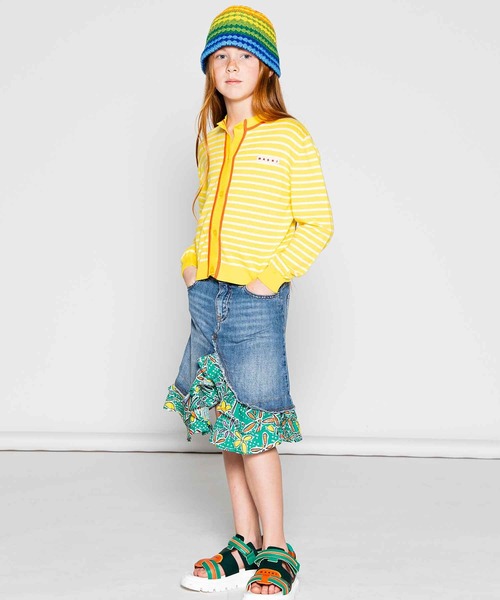 大人もOK マルニ キッズ MARNI コットン ダメージ ボーダー ニット