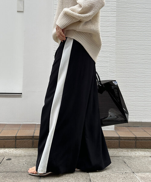 DouDou パンツ ラインワイドパンツ レディース : ZOZOTOWN Yahoo