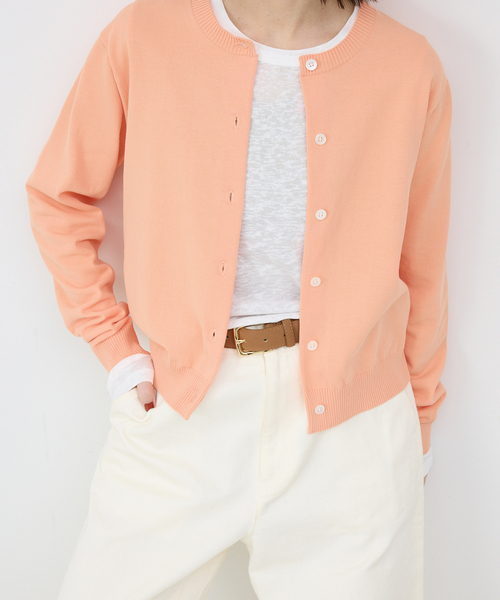 カーディガン 「接触冷感/UV機能」FROSTYCOTTONクルーネックカーディガン レディース SLOBE IENA カーディガン 「接触冷感/UV機能」FROSTYCOTTON