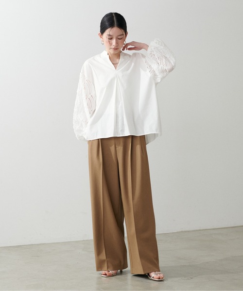 ブラウス シャツ 「LARUTA」袖レーススキッパーブラウス レディース LARUTA ブラウス シャツ 「LARUTA」袖レーススキッパーブラウス