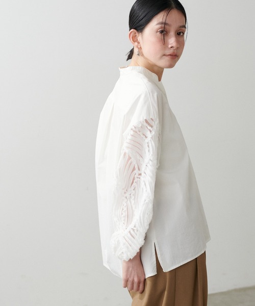 ブラウス シャツ 「LARUTA」袖レーススキッパーブラウス レディース LARUTA ブラウス シャツ 「LARUTA」袖レーススキッパーブラウス