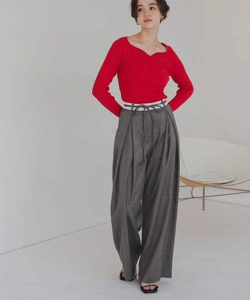 titivate（ティティベイト） パンツ ウエストリボンベルト付きパンツ