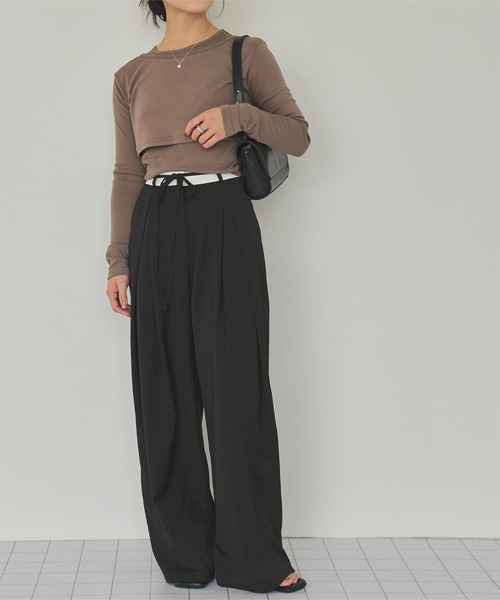 titivate（ティティベイト） パンツ ウエストリボンベルト付きパンツ