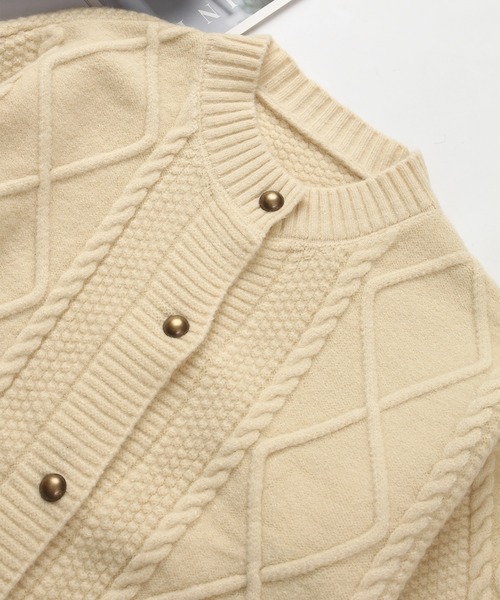 「MAISON DE THERESE」 ニットカーディガン MEDIUM ベージュ レディース_画像9