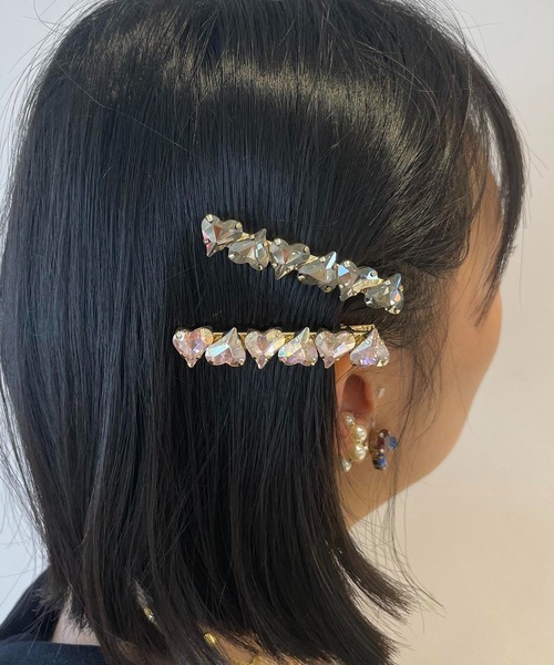 Casselini（キャセリーニ） ヘアクリップ ハートビジューヘアクリップ