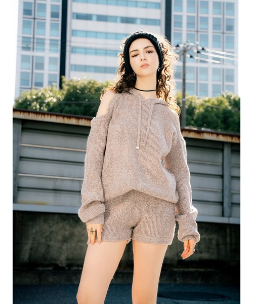 EGOIST/エゴイスト★ネット編みニットTOP(長袖)★新品 定価6.825 EGOIST（エゴイスト） アンサンブル キャミ付レースUPニットトップス