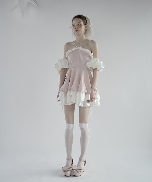 lilLilly ワンピース バイカラーバルーンミニドレス : ZOZOTOWN