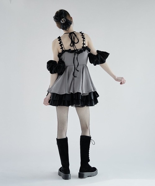 lilLilly ワンピース バイカラーバルーンミニドレス : ZOZOTOWN