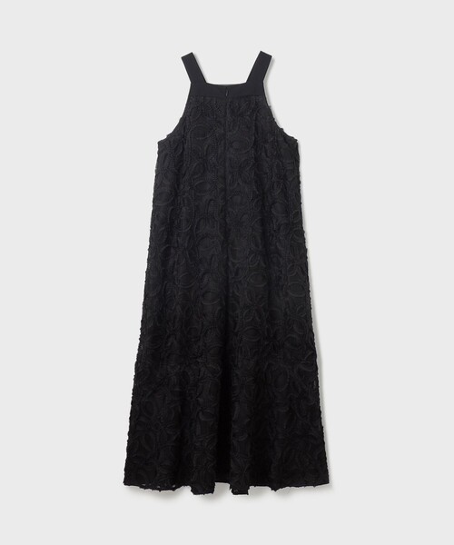 超美品 ビジュー刺繍 グレースコンチネンタル ノースリーブワンピース 黒 9号 GRACE CONTINENTAL（グレースコンチネンタル） ワンピース テープ刺繍