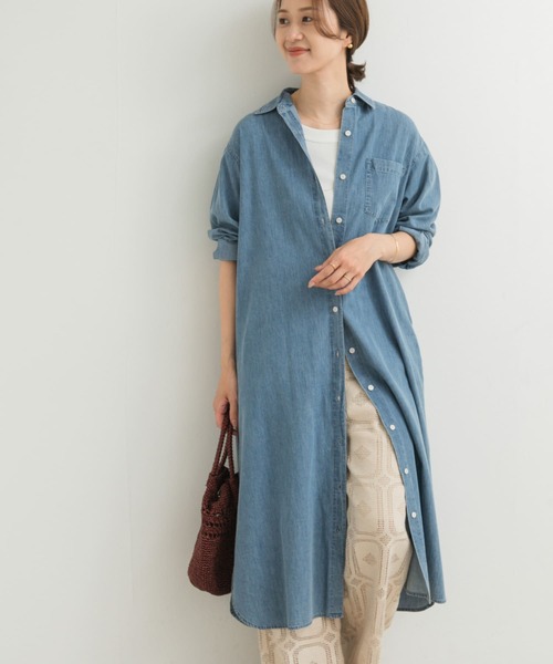 URBAN RESEARCH DOORS ワンピース ライトコットンデニムシャツ