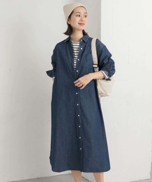 URBAN RESEARCH DOORS ワンピース ライトコットンデニムシャツ