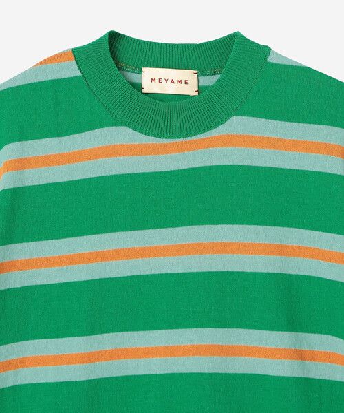 【mintです】MEYAME ボーダー　ニット　Tシャツ　メヤメ MEYAME |〈別注〉ボーダー コットンニット半袖Tシャツ WOMEN