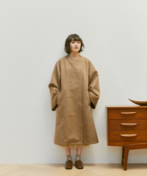 「moi tytto」 ノーカラーコート MEDIUM ブラウン レディース_画像3
