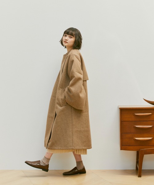 「moi tytto」 ノーカラーコート MEDIUM ブラウン レディース_画像6