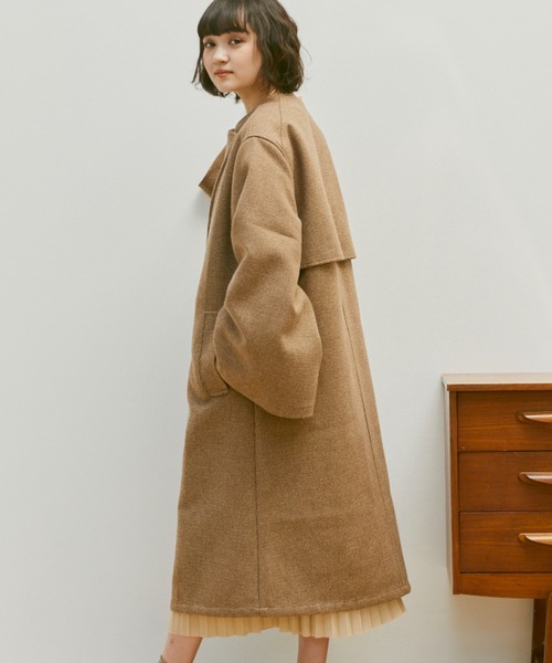 「moi tytto」 ノーカラーコート MEDIUM ブラウン レディース_画像7