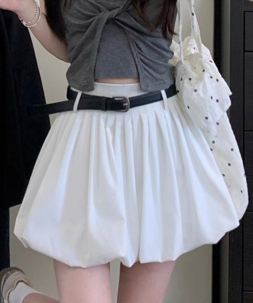 ベルトダンススカートインナーパンツ付き ベルトセット/インナーパンツ付き]3段プリーツティアードミニスカート