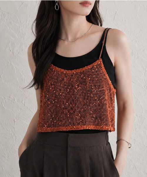 She's Closet ベスト ジレ ショート丈 透かし編み ニットビスチェ