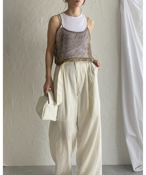 She's Closet ベスト ジレ ショート丈透かし編みニットビスチェ