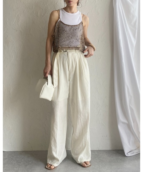 She's Closet ベスト ジレ ショート丈透かし編みニットビスチェ