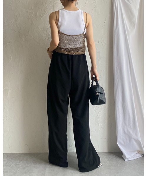 She's Closet ベスト ジレ ショート丈透かし編みニットビスチェ