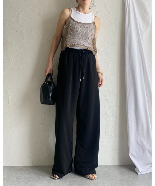 She's Closet ベスト ジレ ショート丈透かし編みニットビスチェ