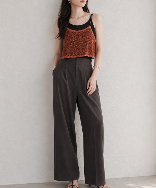 She's Closet ベスト ジレ ショート丈 透かし編み ニットビスチェ