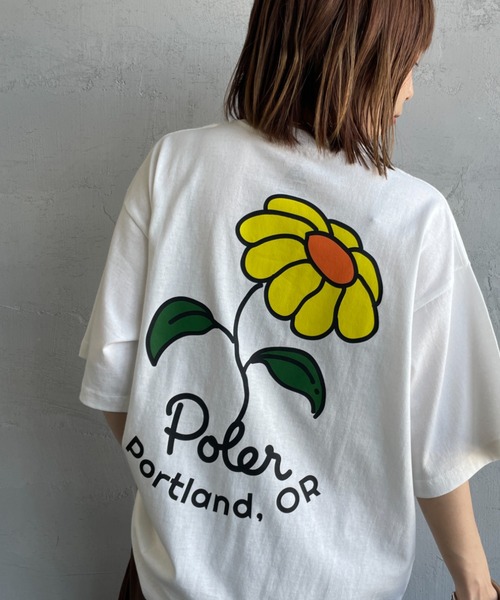 tシャツ 「POLeR/ポーラー」 別注 フラワー バックプリント ショートスリーブTシャツ レディース メンズ