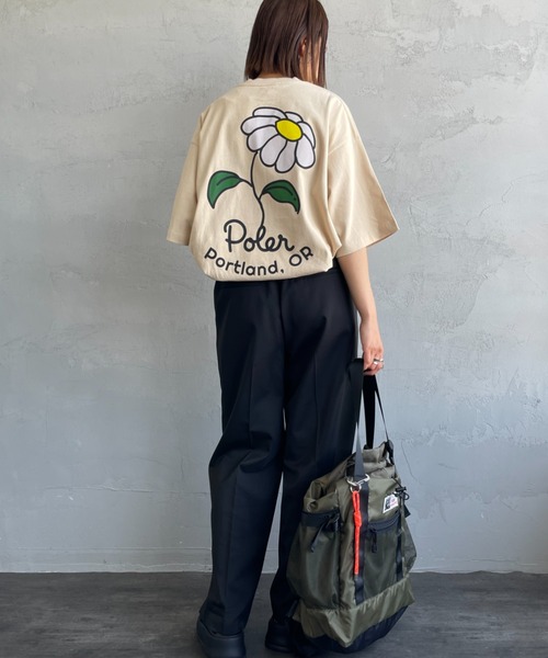 tシャツ 「POLeR/ポーラー」 別注 POPPY フラワーバックプリント ショートスリーブTシャツ レディース メンズ セール】[POLeR/ポーラー] 別注 POPPY フラワーバックプリント