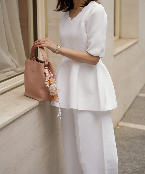 ニット セーター スカラップネック ホールガーメント ニット トップス HUIT レディース HUIT bouquet ニット セーター スカラップネック ホール
