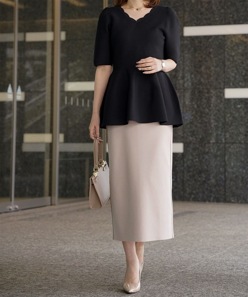 ニット セーター スカラップネック ホールガーメント ニット トップス HUIT レディース HUIT bouquet ニット セーター スカラップネック ホール