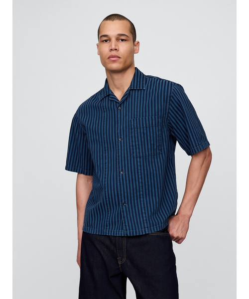 GAP シャツ デニム ストライプシャツ メンズ : ZOZOTOWN Yahoo