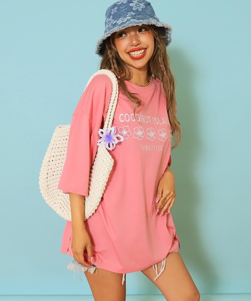 anap mimpi tシャツ ハイビスカス カラー 刺繍 オーバーサイズ T
