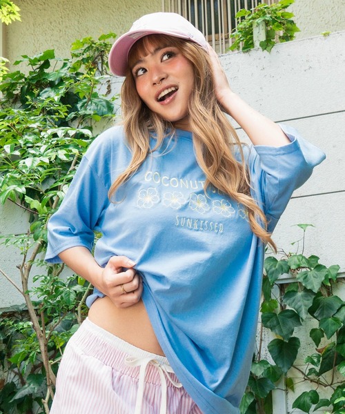 anap mimpi（アナップミンピ） tシャツ 半袖 ハイビスカス カラー 刺繍