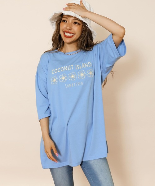 anap mimpi（アナップミンピ） tシャツ 半袖 ハイビスカス カラー 刺繍