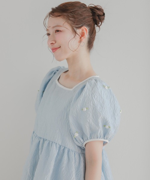 Fit more ローズモチーフジャガードペプラムトップス レディース