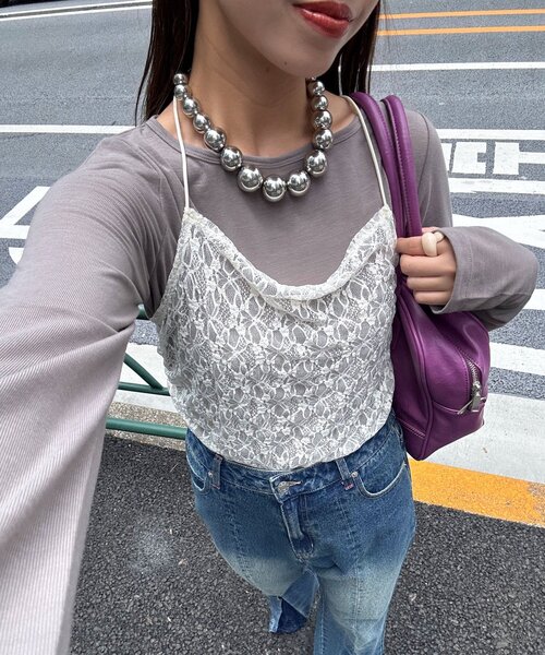 tシャツ レースビスチェドッキングトップス レディース