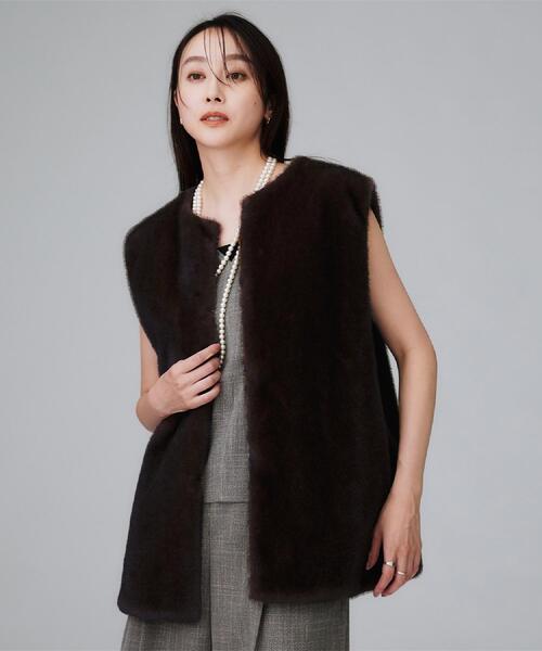 ファー　ジレ UNTITLED ベスト ジレ フェイクファーベスト レディース