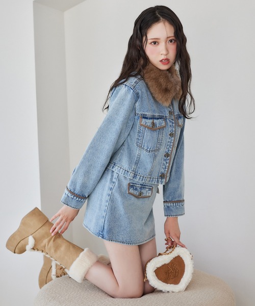 CLATHAS  ファー付きデニムジャケット（Gジャン） CLATHAS ファー付きデニムジャケット（Gジャン） - メルカリ
