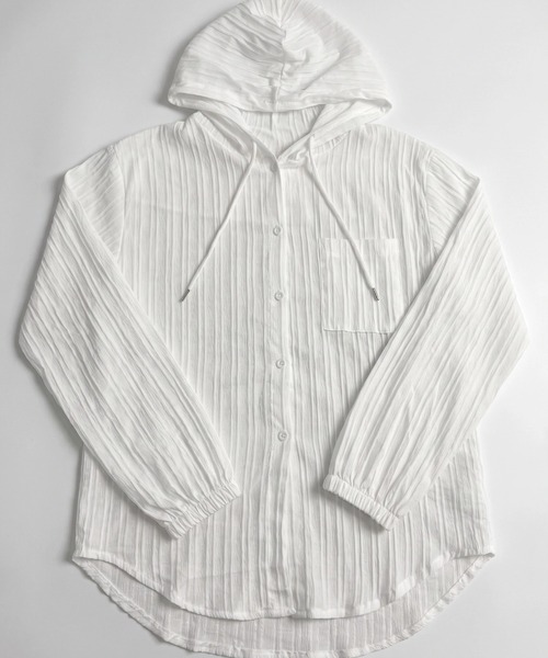 cammie ブラウス シャツ フード付きビッグシルエットリブシャツ