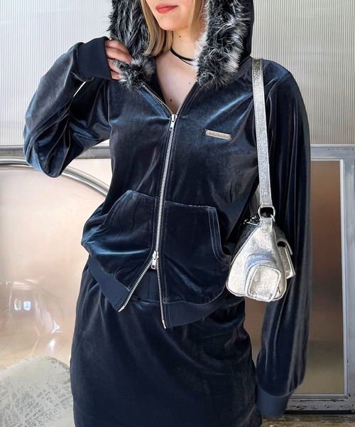 SPIRALGIRL パーカー ベロアファーフーディー レディース : ZOZOTOWN