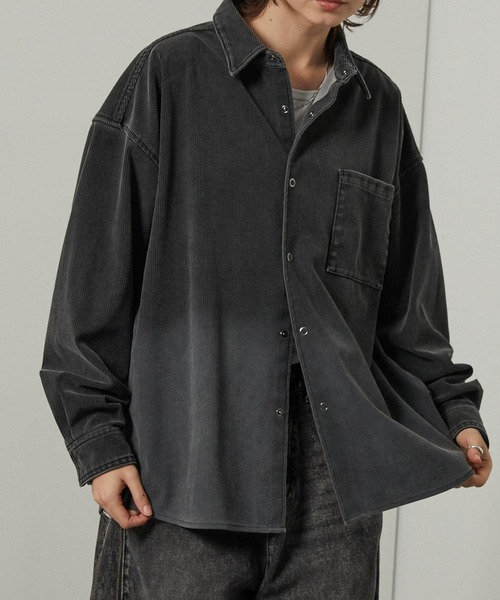 シャツ 「Alfred Alex」ヴィンテージ加工ピグメント グラデーション