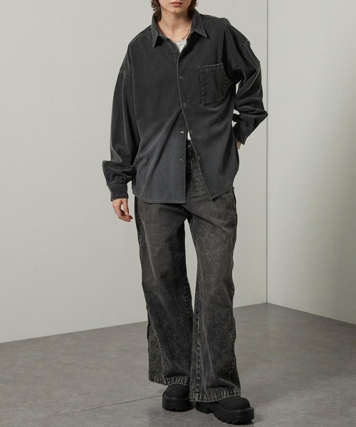 シャツ 「Alfred Alex」ヴィンテージ加工ピグメント グラデーション