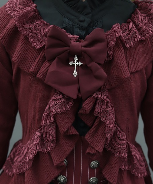 Chalmiere（シャルミエール） カーディガン クロス透かし編みニット