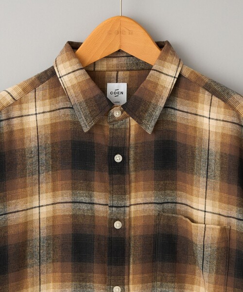 うぉる coen（コーエン） シャツ USA COTTONソフトフランネルシャツ（チェック