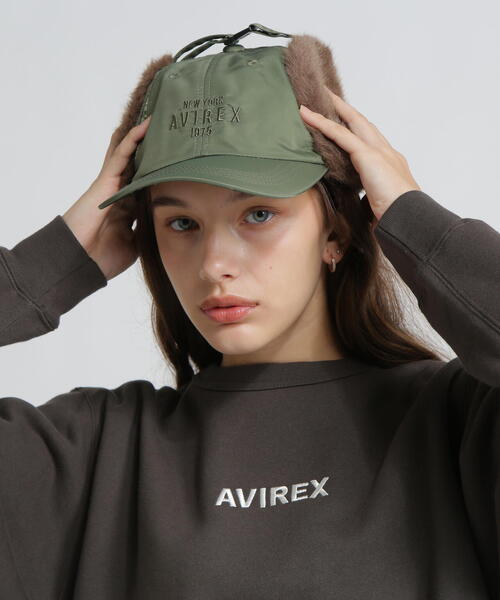 moussy AVIREX F/FUR フライトキャップ AVIREX（アヴィレックス） キャップ 帽子 「直営店限定」NYLON×FUR