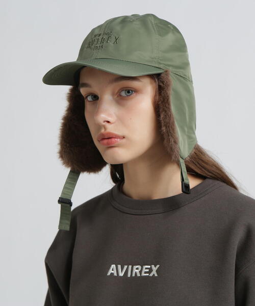 moussy AVIREX F/FUR フライトキャップ AVIREX（アヴィレックス） キャップ 帽子 「直営店限定」NYLON×FUR