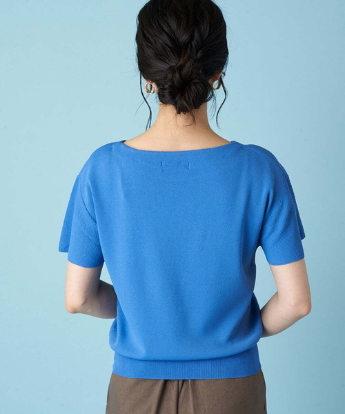 「OFUON le MK」 半袖ニット 38 ライトブルー レディース_画像3